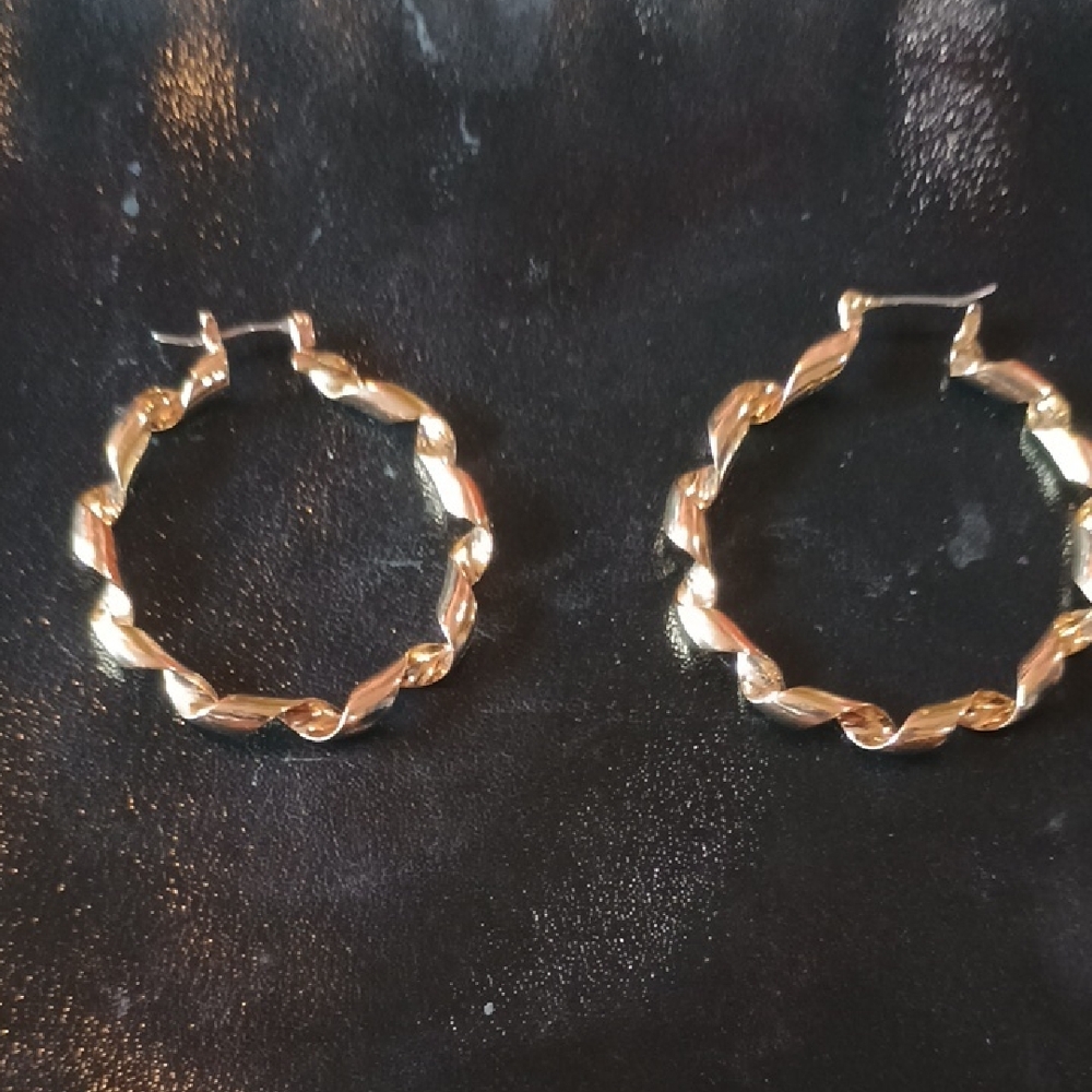 Gold Twisted Hoop Earrings